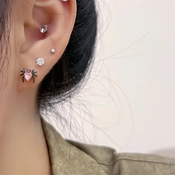 DAIIIBABYYY  -  Sweet Cool Creative Spider Shape Heart Rhinestone Stud Earrings Women Punk Y2K Spiral Buckle Earring Jewelry Party Gift